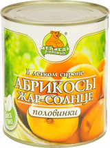 Компот фруктовый Абрикосы Жар-Солнце половинки в легком сиропе Премиум (Медведь Любимый) 850 мл/820г