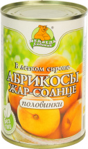 Компот фруктовый Абрикосы Жар-Солнце половинки в легком сиропе Премиум (Медведь Любимый) 425мл/410 г