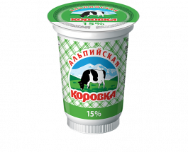 Продукт сметанный 15% Альпийская коровка (Экомилк) 400 г