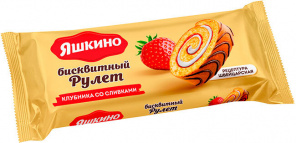 Рулет Яшкино Клубничный со сливками 200 г