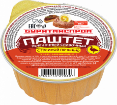Паштет печеночный сливочный с гусиной печенью (Бурятмяспром) 95 г